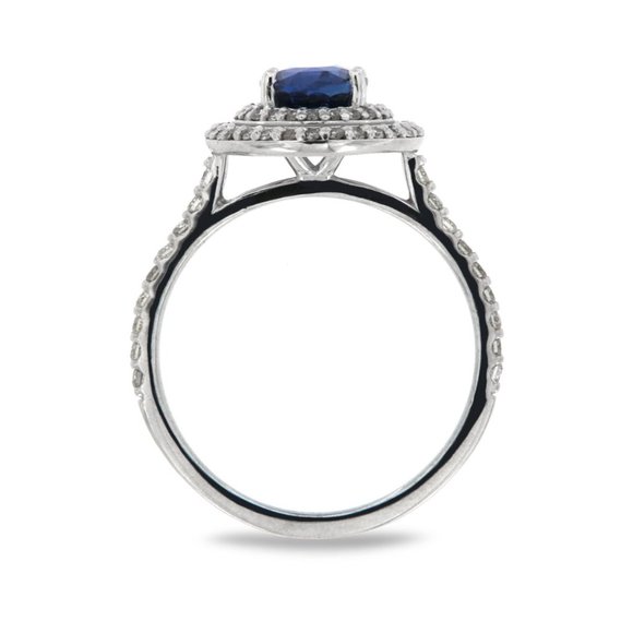 Sapphire ring gold white 14k diamond ceylon oval blue gia  14K White Gold Oval Blue Sapphire Unheated GIA Rin